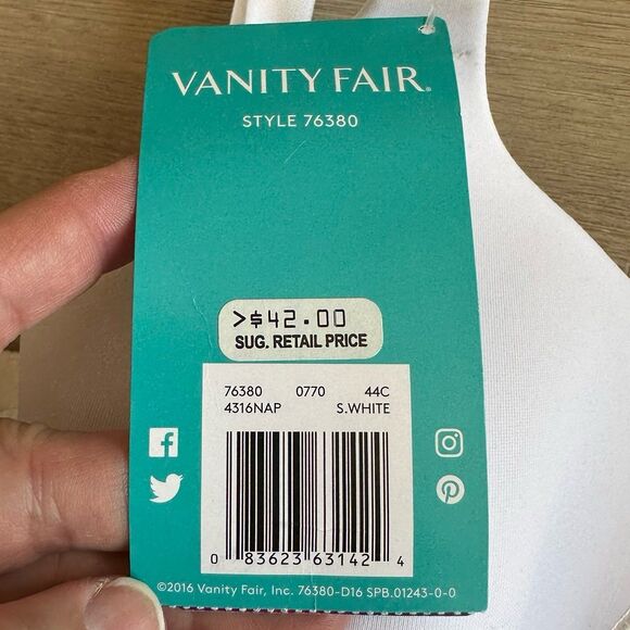 Vanity Fair Beauty Back Smoothing Full-Figure Contour Bra 76380 White 44C NEW - Picture 5 of 11